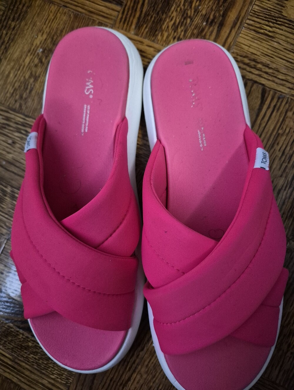 Toms Hot Pink Crossover Slide Sandals